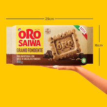Carica l'immagine nel visualizzatore di Gallery, Oro Saiwa Grano Fondente, Biscotti Integrali con Gocce di Cioccolato Fondente, Fonte di Fibre con Farina Integrale, 100%