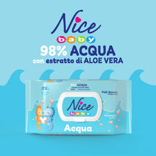 Carica l'immagine nel visualizzatore di Gallery, Nice Baby Acqua Salviette per Cambio Pannolino, con il 98% di Acqua ed Estratto di Aloe, Dermatologicamente Testate, Con