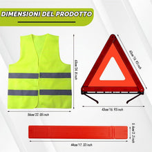 Carica l'immagine nel visualizzatore di Gallery, Triangolo Auto Omologato Kit,Triangolo Emergenza Auto,Gilet Catarifrangente