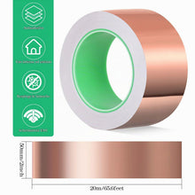Carica l'immagine nel visualizzatore di Gallery, Nastro Lamina Rame, 50 mm x 20 m, Schermatura EMI, Repellente per Lumache, Argento