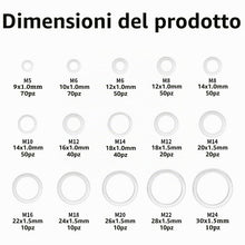 Carica l'immagine nel visualizzatore di Gallery, Set di 510 guarnizioni per viti di scarico dell'olio, rondelle in metallo e alluminio, assortimento di rondelle, set di 