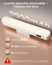 Carica l'immagine nel visualizzatore di Gallery, Luci da specchio ricaricabili con indicatore batteria, telecomando