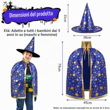 Carica l'immagine nel visualizzatore di Gallery, Mantello da Strega con Cappello, Mantello da Strega di Halloween con Cappello Mago, Strega Mantelli per Bambini Costume 