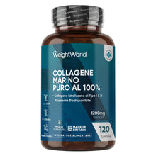 Carica l'immagine nel visualizzatore di Gallery, Collagene Marino Idrolizzato da 1200mg per Dose, 100% Puro, in 120 Capsule, Peptidi di Collagene Idrolizzato di Tipo 1 e