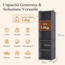 Carica l'immagine nel visualizzatore di Gallery, Lifewit Organizer Armadio Appendere con 5 Ripiani, 102 cm, Grigio, Set di 2