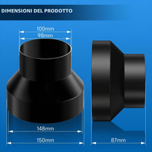 Carica l'immagine nel visualizzatore di Gallery, Hon&amp;Guan Riduttore Tubo 150mm a 100mm in Acciaio Zincato, Metallo Adattatore per Riduzione di Tubo 150 100 Riduttori per