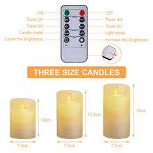 Carica l'immagine nel visualizzatore di Gallery, Flintronic Candele LED, 3 pezzi Candela a LED con Telecomando, 10/12.5/15CM Candele Senza Fiamma Tremolante con Telecoma