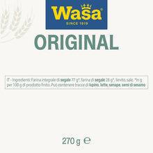 Carica l'immagine nel visualizzatore di Gallery, Wasa Original, Crackers con 100% Farina di Segale, Ricchi di Fibre, 275 g