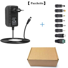 Carica l'immagine nel visualizzatore di Gallery, Adattatore AC-DC 24V 1A Alimentatore AC220V da 230V a DC24V con 8 adattatori per spina Caricabatterie DC24V 100mA a 1000