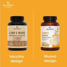 Carica l'immagine nel visualizzatore di Gallery, Bandini® Lions Mane 365 Compresse (+1 Anno) con Pepe Nero, Hericium Erinaceus 2000mg, Fornitura Annuale di Hericium con 
