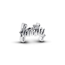 Carica l'immagine nel visualizzatore di Gallery, Family sterling silver charm with clear cubic zirconia