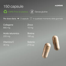 Carica l'immagine nel visualizzatore di Gallery, Collagene e Acido Ialuronico 220 mg - 150 Capsule con Vitamina C, Biotina