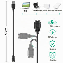 Carica l'immagine nel visualizzatore di Gallery, Caricatore per Garmin Instinct/Instinct 2 2S 2X 3 / Solar/Solar Tactical, 2Pezzi USB Caricabatterie Cavo per Ricarica Ra