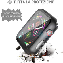 Carica l'immagine nel visualizzatore di Gallery, Misxi [2 Pezzi] Nero Cover Con Vetro Temperato per Apple Watch SE3/SE2/SE/Serie 6/Serie 5/Serie 4 44mm, Custodia Rigida Protezione Totale Ultra Sottile HD Clear Pellicola Protettiva Per iWatch