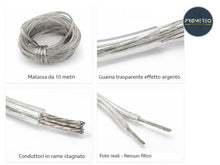 Carica l'immagine nel visualizzatore di Gallery, Cavo Piattina Trasparente 2x0,50 mm² SOTTILE – Matassa 10 Metri – Rame Puro – Ideale per Lampade, Lumi e Lampadari – 250