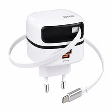 Carica l'immagine nel visualizzatore di Gallery, Caricatore USB C 65W GaN con Cavo Retrattile Alimentatore USB C