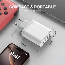 Carica l'immagine nel visualizzatore di Gallery, Caricatore USB C Alimentatore - 45W Presa Rapido Replacement for iPhone 16 15 14 13 12 11 Pro Max Plus Mini SE 2020 XS XR,Pad,4-Port USB C Spina Caricabatterie Carica Batterie USBC Cellulare