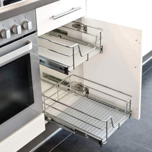 Carica l'immagine nel visualizzatore di Gallery, BAKAJI Set 2 Cassetti Telescopici Cassetto Telescopico Mobili Cucina Cestello Mensola Estraibile Mobile Salvaspazio con Binario in Acciaio Inox (60 cm Set 2 Pezzi)