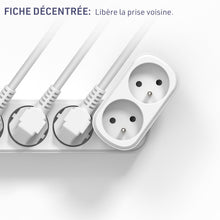 Carica l'immagine nel visualizzatore di Gallery, Electraline 531196 Adattatore Spina Multipresa Biplite Prima 2 Prese Francesi 16A, Adattatore Da Parete Bianco