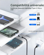 Carica l'immagine nel visualizzatore di Gallery, Kuulaa 7pin Cavo di ricarica magnetico 2M, 360° e 180°, ricarica rapida 3A e trasferimento dati per tipo C/Micro USB/i-P