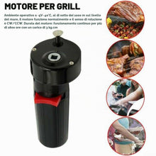 Carica l'immagine nel visualizzatore di Gallery, Kit motore per girarrosto ergonomico per barbecue per arrosto perfetto, funzionamento a batteria