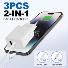Carica l'immagine nel visualizzatore di Gallery, 3 Pezzi Caricatore USB C, 20W Alimentatore USB C, Type C PD+QC Double Mural Presa Usbc per iPhone 18 17 16 15 14 13 12 1