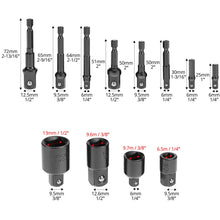 Carica l'immagine nel visualizzatore di Gallery, QWORK® 12 pezzi adattatore a bussola set, 1/4", 1/2", 3/8", 4 pezzi socket ratchet converter,nero