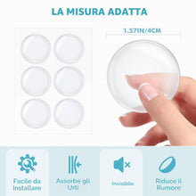Carica l'immagine nel visualizzatore di Gallery, Fermaporta Paraurti da Parete, 6 Pezzi Proteggi Maniglia Porta, Gommini Maniglie Porte, Porta Stopper Parete Trasparente