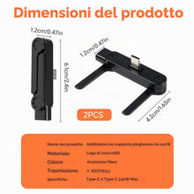 Carica l'immagine nel visualizzatore di Gallery, 2 Pezzi Supporto Telefono 360° per Cavo USB C, Adattatore Pieghevole Rimovibile con Rotazione 360°, Supporto Smartphone 