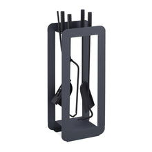 Carica l'immagine nel visualizzatore di Gallery, Relaxdays Set di Attrezzi da Camino, 5 Accessori, Attizzatoio, Paletta, Scopino, Pinza e Supporto Utensili, Grigio Nero