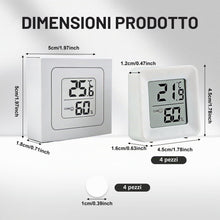 Carica l'immagine nel visualizzatore di Gallery, 4 Piccolo Igrometro Imidità Casa,Mini Igrometro Termometro Digitale LCD