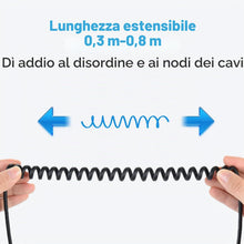 Carica l'immagine nel visualizzatore di Gallery, OTraki Cavo USB-C a Spirale 240W 0.3-0.8 m Retrattile 90 Gradi con QC3.0