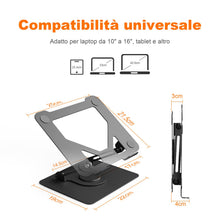Carica l'immagine nel visualizzatore di Gallery, GRIFEMA Supporto PC Portatile, Laptop Stand con Base Girevole 360°