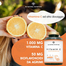 Carica l'immagine nel visualizzatore di Gallery, VITAMINA C 1000 mg ALTO DOSAGGIO + Bioflavonoidi - Naturale Vitamine C Complex Pura - Riduce la Stanchezza e la Fatica, 