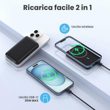 Carica l'immagine nel visualizzatore di Gallery, Magnetico Power Bank per Magsafe, 10800mAh Caricatore Portatile Wireless Powerbank, PD 20W QC 4.0 Ricarica Rapida USB C 