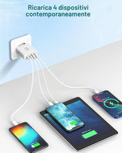 Carica l'immagine nel visualizzatore di Gallery, Caricatore USB, 4 Porte 25W/5A Presa USB Multipla Alimentatore USB Multiplo Caricabatteria Cellulare Rapido per iPhone D