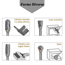 Carica l'immagine nel visualizzatore di Gallery, Mesee 10Pz Fresas Rotativas in Carburo di Tungsteno, Set di Lime Fresa a Doppia Taglio con Gambo da 3mm Frese Rotanti Di