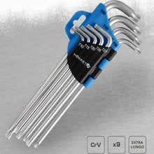 Carica l'immagine nel visualizzatore di Gallery, Högert Technik - Set Chiavi Chiavi a Brugola Lunghe, Kit Chiave, Misure da T10 a T50 Set, Acciaio Cromo-Vanadio Set Resi