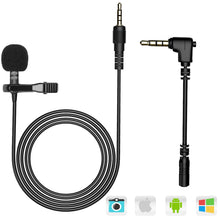 Carica l'immagine nel visualizzatore di Gallery, AGPTEK Z02- Mini Lavaier Microfono Clip a Condensatore Omnidirezionale 3.5mm con 2 Adattatore Esterno Microfono per Smar