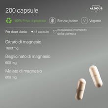 Carica l'immagine nel visualizzatore di Gallery, Magnesio Completo 3000mg - 200 Capsule - 422,5mg Elementare