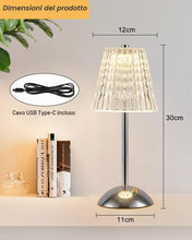 Carica l'immagine nel visualizzatore di Gallery, HARPER LIVING Lampada da tavolo LED ricaricabile a batteria, 3 colori e intensità variabile, lampada da comodino con fin