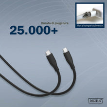 Carica l'immagine nel visualizzatore di Gallery, DIGITUS Cavo di connessione USB 2.0-1m - USB Type-C a Type-C - Alta velocità 480 Mbit/s - 60W Power Delivery - cavo fles