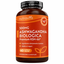 Carica l'immagine nel visualizzatore di Gallery, Nutravita Ashwagandha Bio 500mg - 60 Capsule - Bio Certificata Ashwaganda