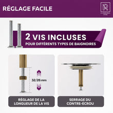 Carica l'immagine nel visualizzatore di Gallery, M. ROSENFELD HOME Tappo Vasca Universale Ø 72 Premium, Tappo per Vasca da Bagno in Ottone con Doppia Guarnizione, Chiusu