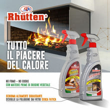 Carica l'immagine nel visualizzatore di Gallery, Rhütten Fuliggi Stop Spray Schiuma 750 ml, Pulitore Vetri per Camini, Stufe a Legna e a Pellet, Rimuove Fuliggine e Nero