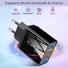 Carica l'immagine nel visualizzatore di Gallery, Caricatore USB da Muro 40W, 4 Porte con QC 3.0 Carica Rapida, Caricabatterie Multiplo per iPhone 15 14 13 12 11 X, Samsu