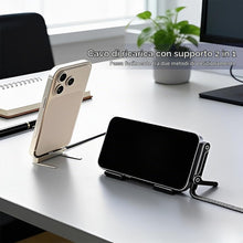 Carica l'immagine nel visualizzatore di Gallery, 1 Pezzi Cavo USB C a USB C 240W con supporto telefono pieghevole,Ricarica rapida PD 240W, design a T per carica stabile,
