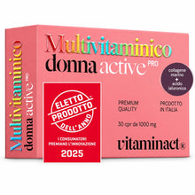 Carica l'immagine nel visualizzatore di Gallery, Multivitaminico Donna – Con Collagene Marino + Acido Ialuronico - Completo di Vitamine e Minerali - Per Donna Fino ai 50