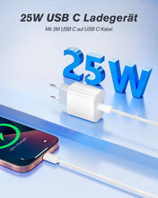 Carica l'immagine nel visualizzatore di Gallery, 25W Caricatore USB C con 2M Cavo, Rapido Presa USB C Caricabatterie for iPhone 17/17 Pro/17 Pro Max/Air/16 15 Series, iP