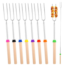 Carica l'immagine nel visualizzatore di Gallery, 8pcs Spiedini per Barbecue, Spiedini in Acciaio Inossidabile per Griglie, Spiedini Barbecue Telescopici con Manico in Le